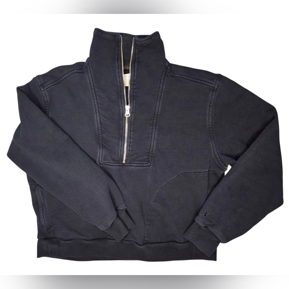 Everlane Women's The Track Half-Zip Faded Black Sweatshirt - Small - Picture 4 of 6